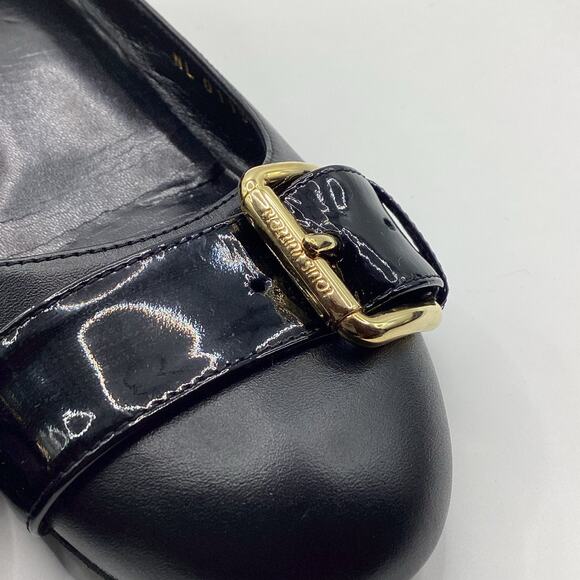 Louis Vuitton Uniform Black Patent & Leather Low Heel Buckle Pump 38 8 - Picture 6 of 9
